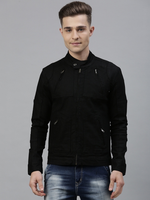 

Solid Styles Men Black Solid Biker Jacket