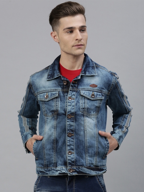 

Solid Styles Men Blue Solid Denim Jacket