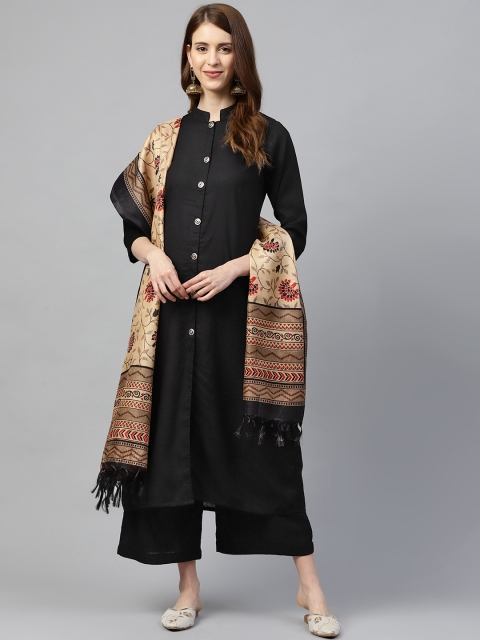 

SIAH Women Black & Beige Solid Kurta with Palazzos & Dupatta