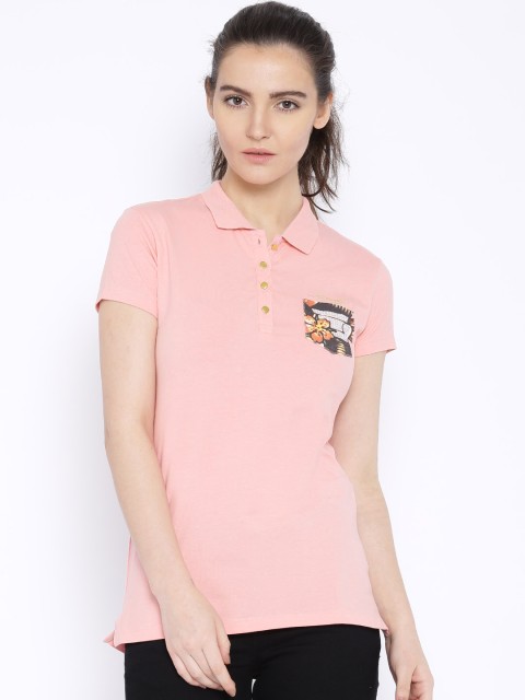 

Ed Hardy Pink Printed Polo T-shirt