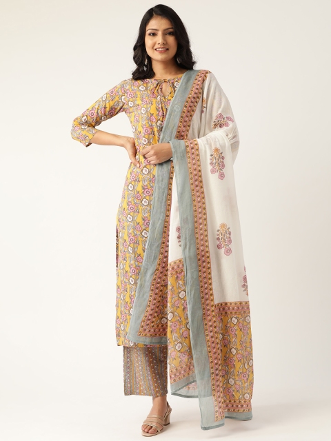 

Nayo Women Yellow & Pink Printed Kurta with Palazzos & Dupatta