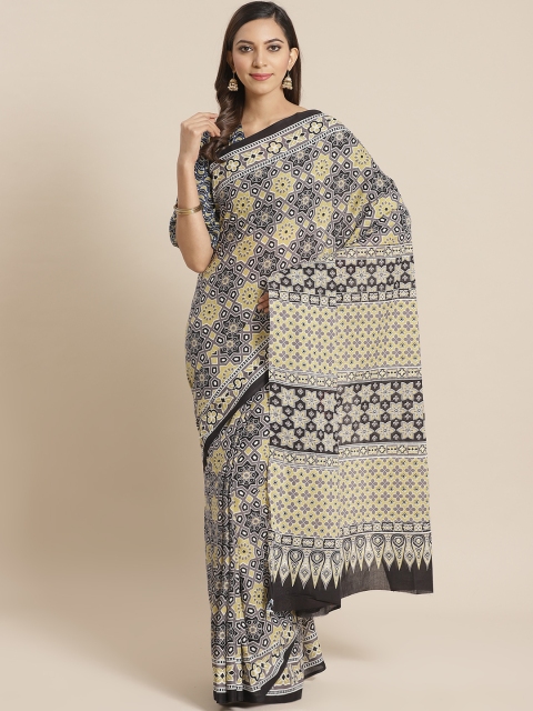 

Nayo Grey & Yellow Pure Cotton Printed Saree