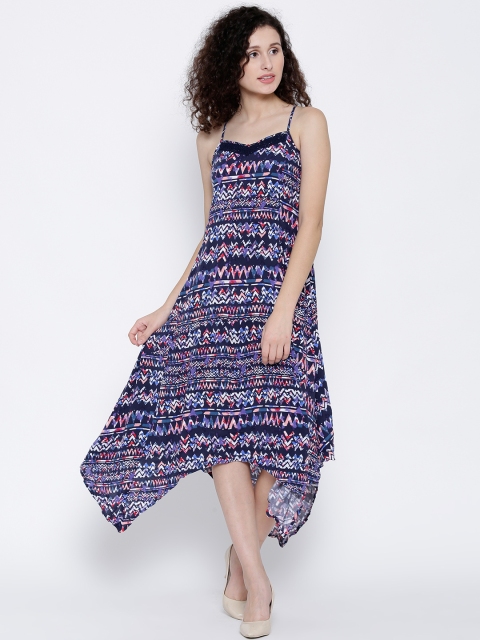 

ONLY Women Navy Printed A-line Dress, Navy blue