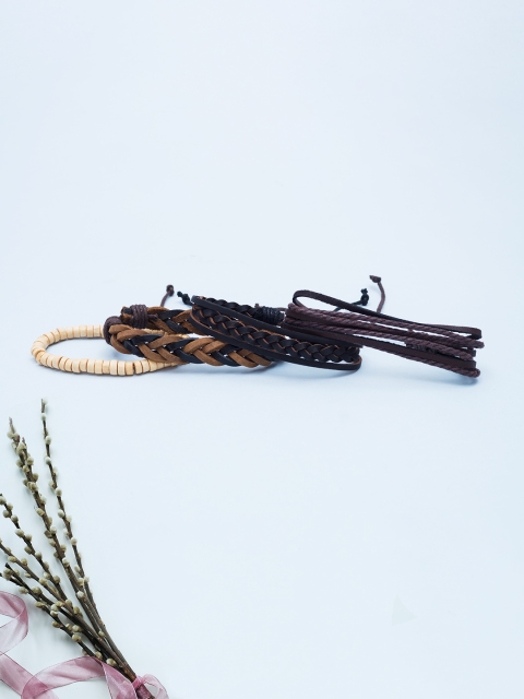 

Golden Peacock Unisex Set of 4 Handcrafted Bracelets, Brown