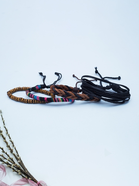 

Golden Peacock Unisex Set of 4 Handcrafted Bracelets, Brown