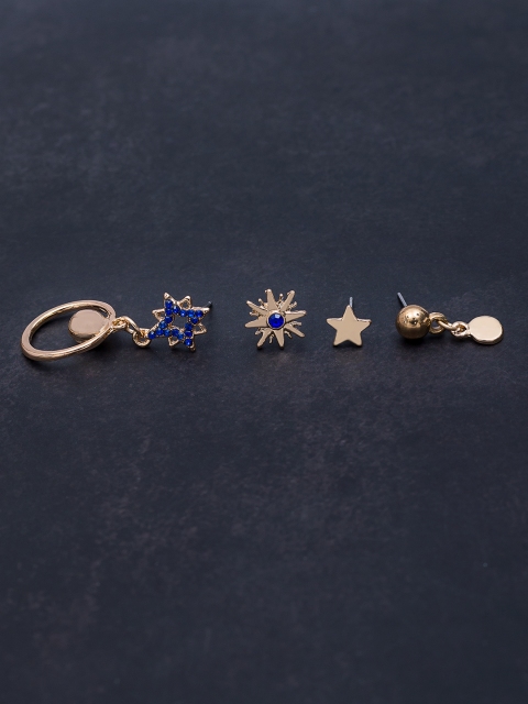 

Golden Peacock Set of 4 Gold-Toned Handcrafted Earrings