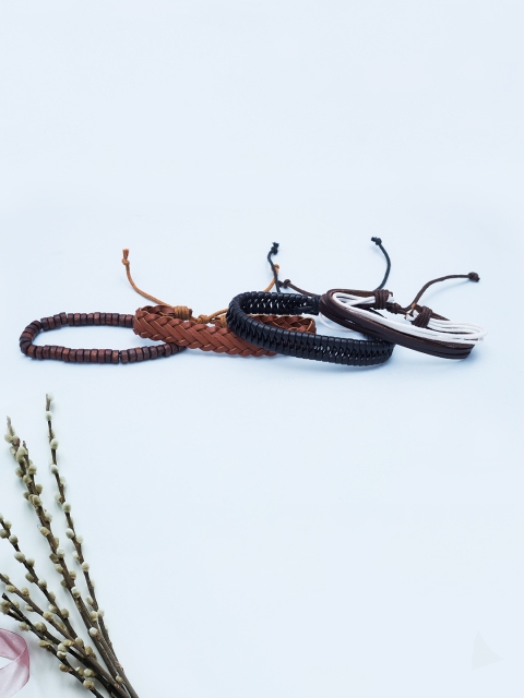 

Golden Peacock Unisex Set of 4 Handcrafted Bracelets, Black