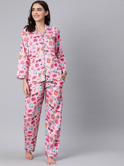 

Pyjama Party Women Pink Printed Night suit