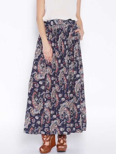 

ONLY Navy Printed Maxi Skirt, Navy blue