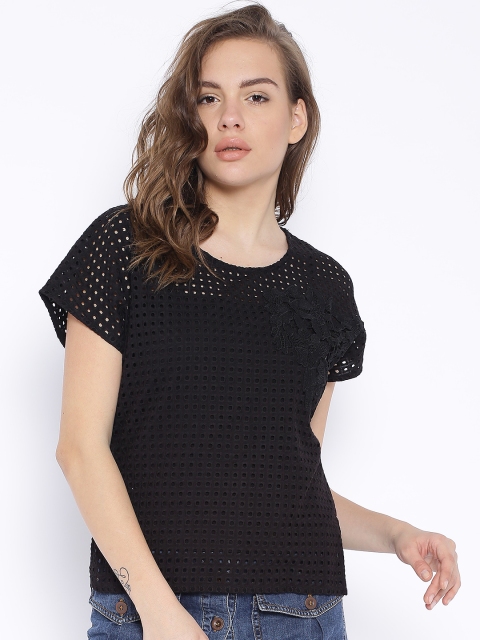 

ONLY Black Eyelet Embroidered Top