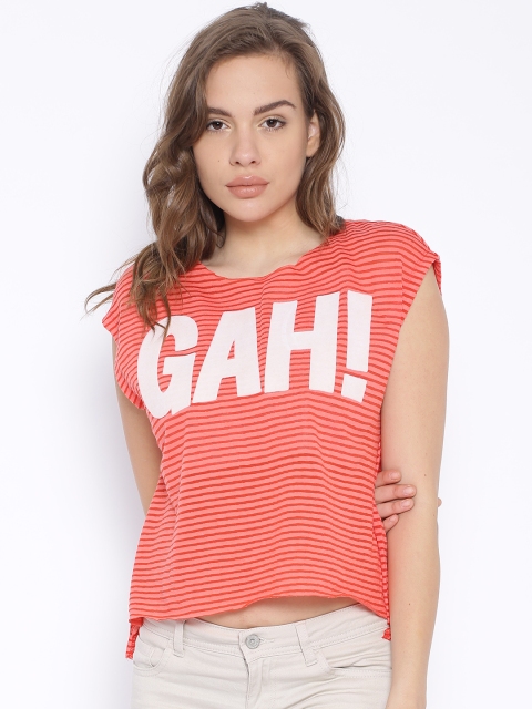 

ONLY Coral Red Striped T-shirt