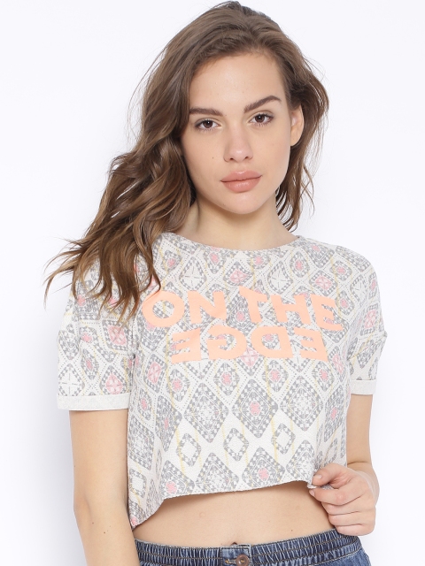 

ONLY Off-White & Grey Crop Top