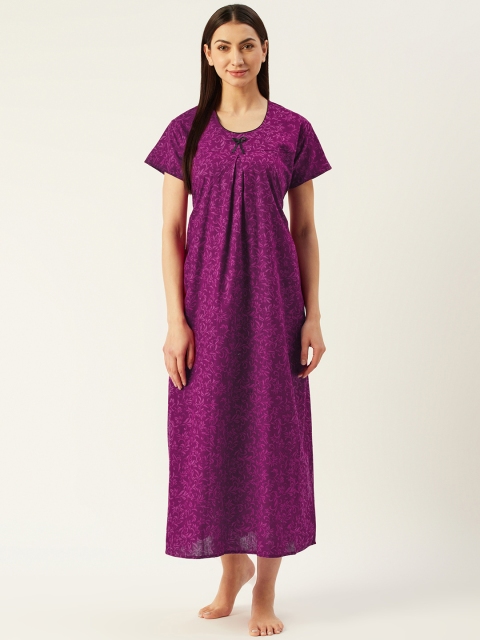 

Klamotten Purple & Pink Ethnic Motif Print Maxi Nightdress