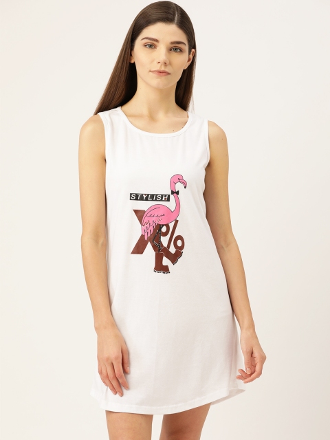 

Klamotten White & Pink Printed Nightdress