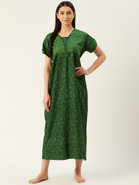 

Klamotten Green Floral Print Maxi Nightdress