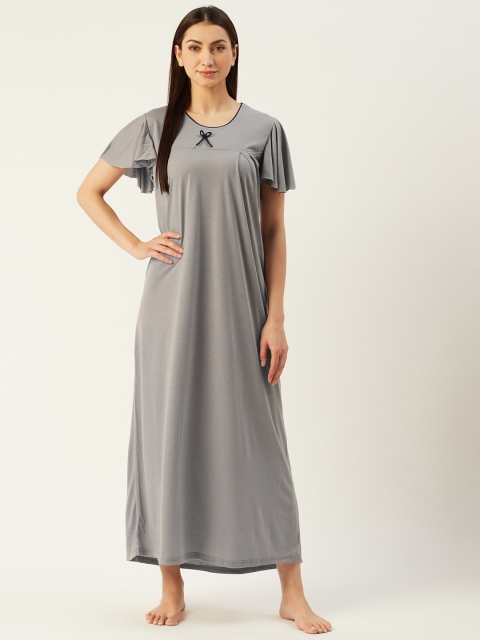 

Klamotten Grey Solid Maxi Nightdress