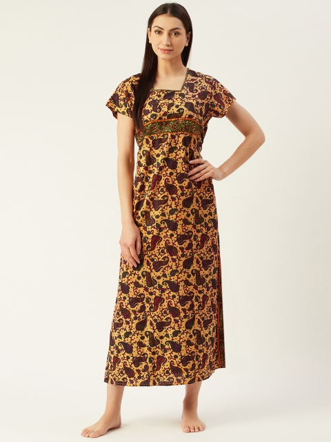 

Klamotten Yellow & Navy Blue Printed Maxi Nightdress