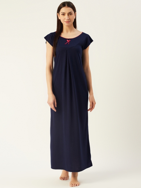 

Klamotten Navy Blue Solid Maxi Nightdress