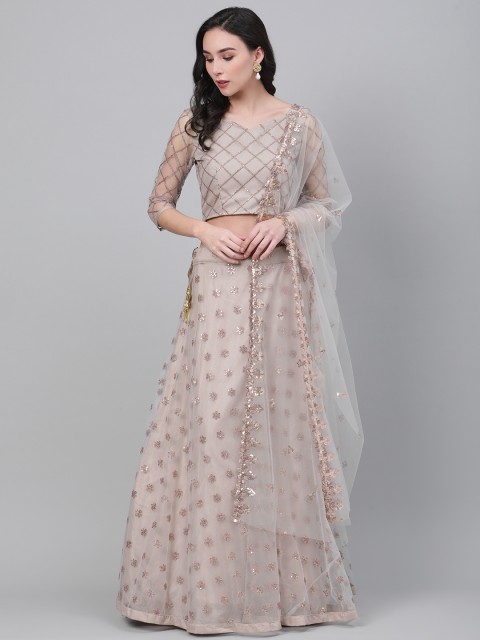 

SHUBHKALA Mauve Semi-Stitched Lehenga & Blouse with Dupatta