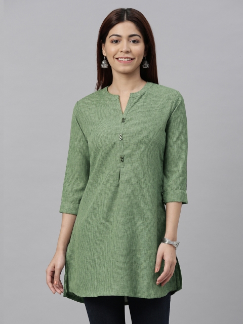 

ETIQUETTE Women Green Checked Straight Kurta