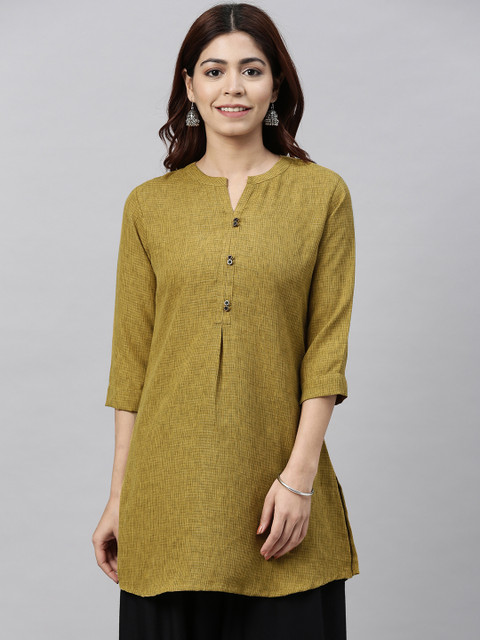 

ETIQUETTE Women Olive Green Solid Straight Kurti