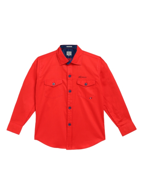 

Aj DEZInES Boys Red Comfort Regular Fit Solid Casual Shirt