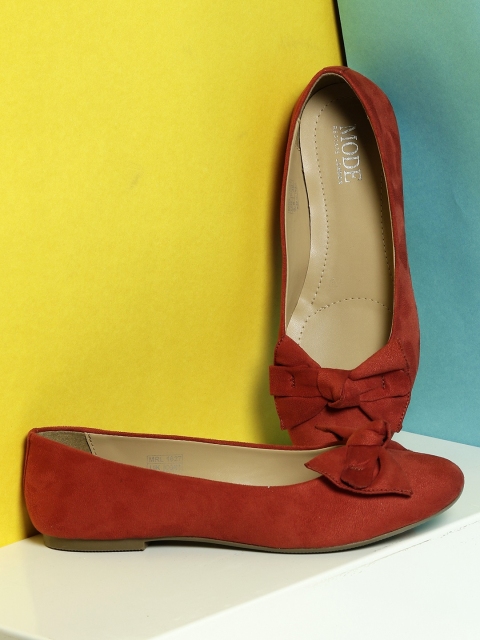 

Mode by Red Tape Women Rust Solid Synthetic Suede Ballerinas