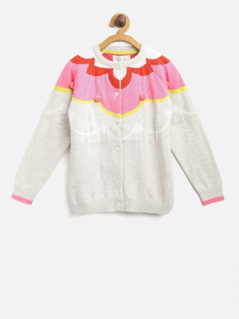 

Cherry Crumble Unisex Kids Off-White Colourblocked Cardigan Sweater