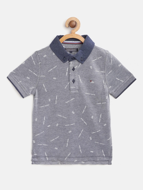 

Tommy Hilfiger Boys Navy Blue Brand Logo Print Polo Collar T-shirt