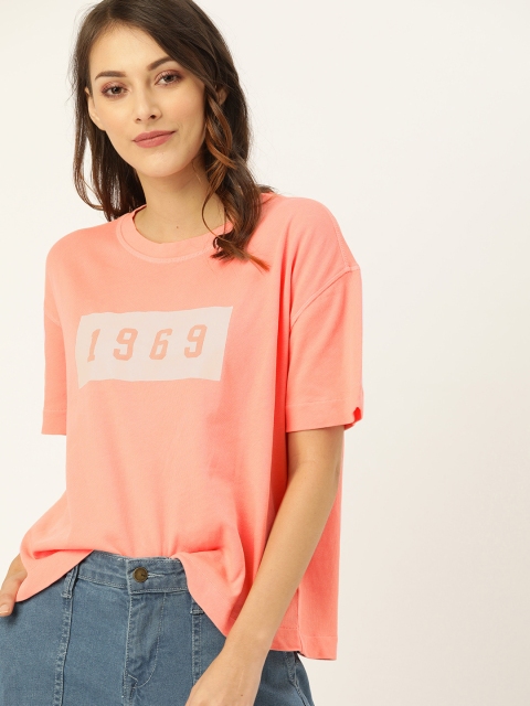 

GAP Women Pink Printed Round Neck T-shirt