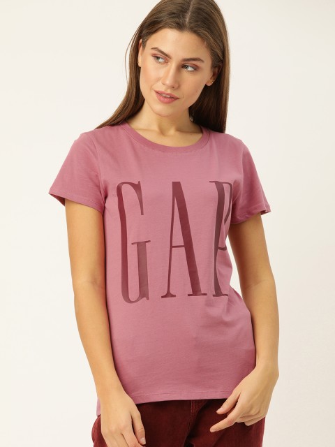 

GAP Women Pink Printed Round Neck T-shirt