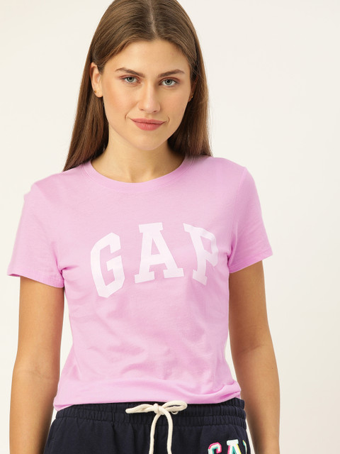 

GAP Women Pink Printed Round Neck T-shirt