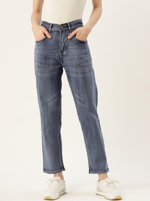 

PARIS HAMILTON Women Blue Regular Fit High-Rise Clean Look Cropped Stretchable Jeans