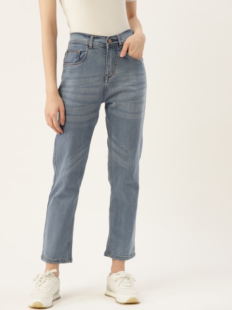 

PARIS HAMILTON Women Blue Regular Fit High-Rise Clean Look Cropped Stretchable Jeans