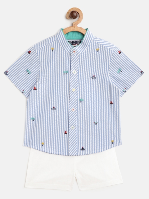 

Nauti Nati Boys Blue & White Striped Shirt with Shorts