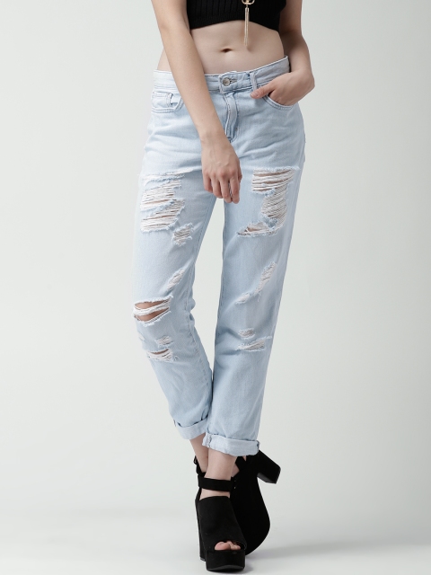 

FOREVER 21 Light Blue Distressed Boyfriend Fit Jeans