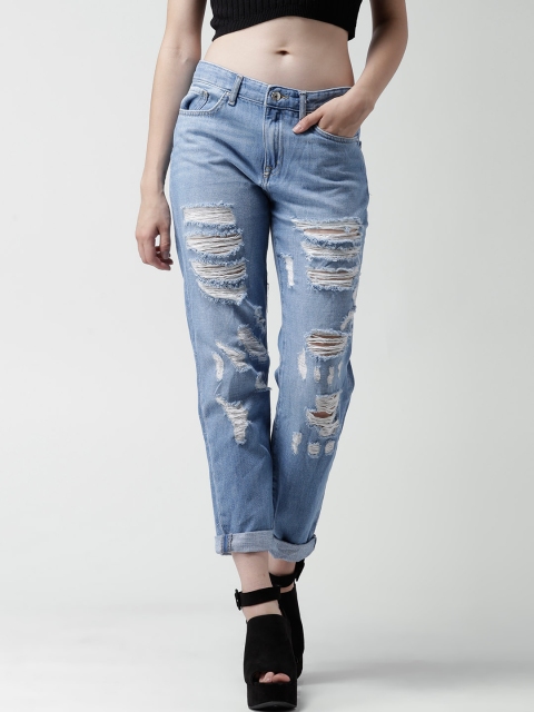 

FOREVER 21 Blue Distressed Boyfriend Fit Jeans