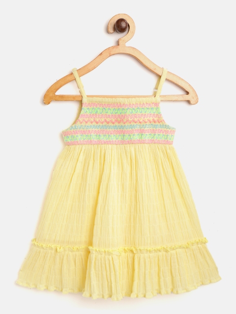 

Nauti Nati Girls Yellow Embroidered Tiered Empire Dress