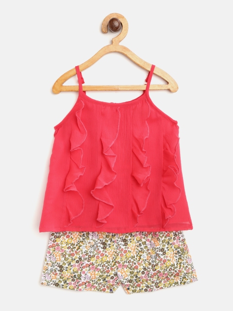 

Nauti Nati Girls Red Ruffled Top with Floral Print Shorts