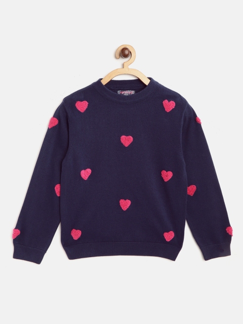 

Nauti Nati Girls Navy Blue & Pink Heart Applique Sweater