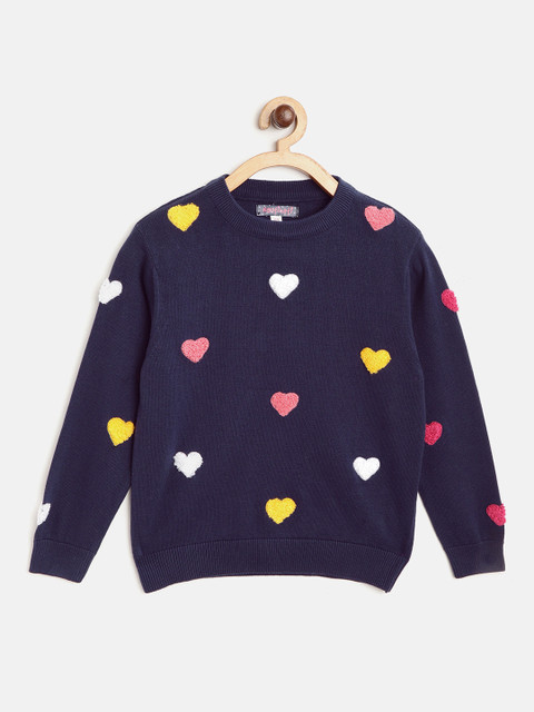 

Nauti Nati Girls Navy Blue & Pink Heart Applique Sweater