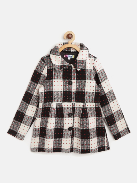 

Nauti Nati Girls Black & Off-White Checked Overcoat