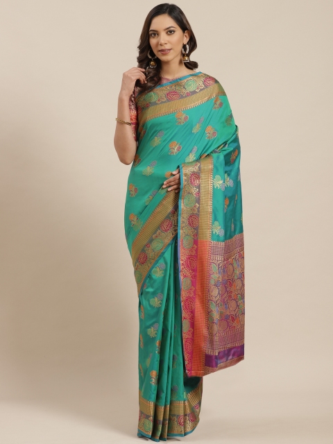 

Blissta Green & Golden Woven Design Banarasi Saree