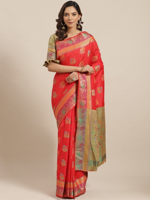 

Blissta Red & Golden Woven Design Banarasi Saree