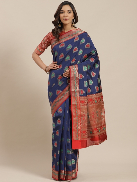 

Blissta Navy Blue & Golden Woven Design Banarasi Saree