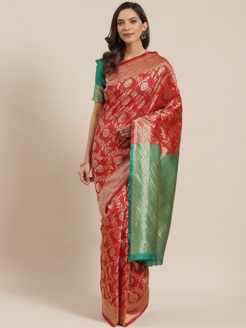 

Blissta Red & Golden Zari Woven Design Banarasi Saree