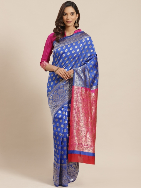 

Blissta Blue & Golden Woven Design Banarasi Saree