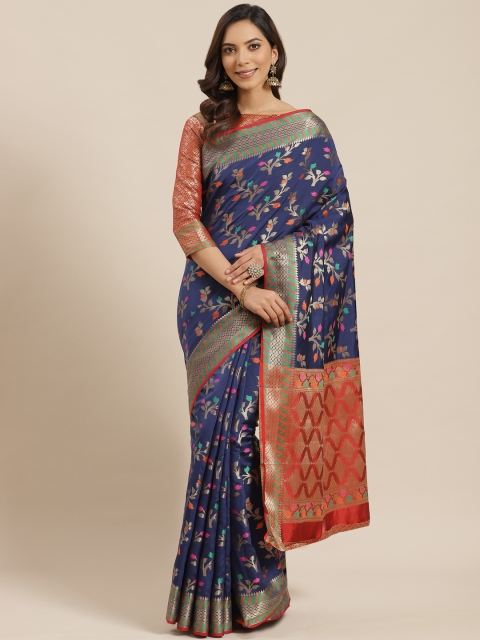 

Blissta Navy Blue & Golden Woven Design Banarasi Saree