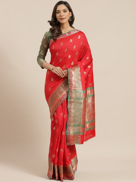 

Blissta Red & Golden Woven Design Banarasi Saree