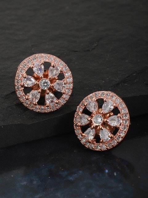 

Carlton London Rose Gold-Plated CZ Floral Handcrafted Studs